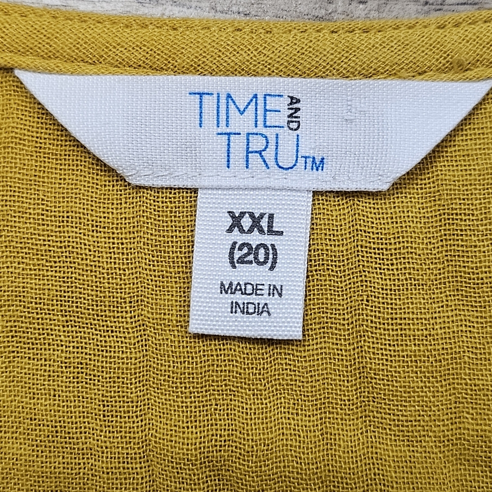 Mustard Yellow Maxi Dress XXL Boho Flutter Prairie Cottagecore Boho Cotton Gauze - Picture 8 of 11